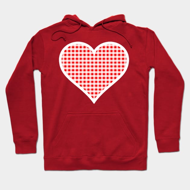 Red and White Gingham Heart Hoodie by bumblefuzzies